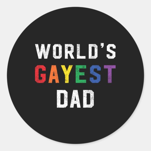 Gayest Dad Cute Gay Pride Lgbt Fathers Day Ronde Sticker (Voorkant)