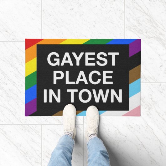 Gayest plaats in de stad LGBTQ Stripes Progress Pr Deurmat (Binnen)