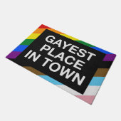 Gayest plaats in de stad LGBTQ Stripes Progress Pr Deurmat (Schuin)