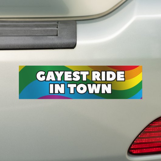 Gayest Ride in de stad Bumpersticker (Op auto)