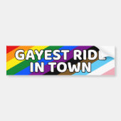 Gayest Ride In Stad LGBTQ Rainbow Stripes Pride Bumpersticker (Voorkant)