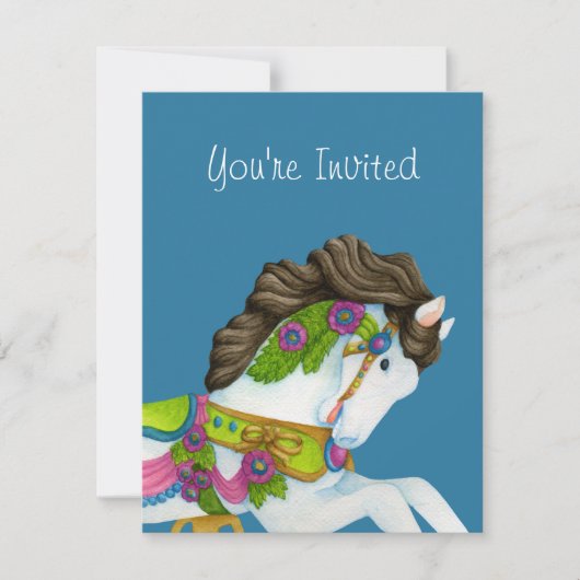 Gayle Carousel Horse Invitation Kaart (Voorkant)
