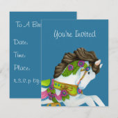 Gayle Carousel Horse Invitation Kaart (Voorkant / Achterkant)