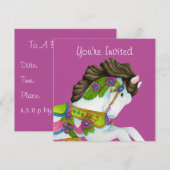 Gayle Carousel Horse Invitation Kaart (Voorkant / Achterkant)