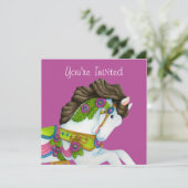 Gayle Carousel Horse Invitation Kaart (Staand voorkant)