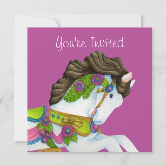 Gayle Carousel Horse Invitation Kaart (Voorkant)