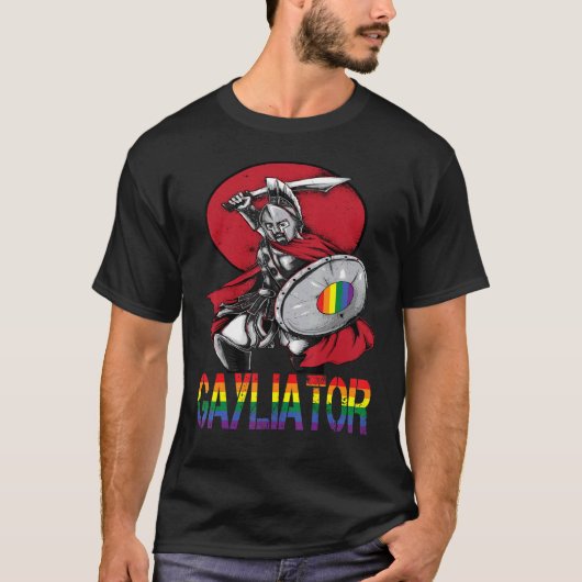 Gayliator, proud gay sword fighter from ancient ti t-shirt (Voorkant)