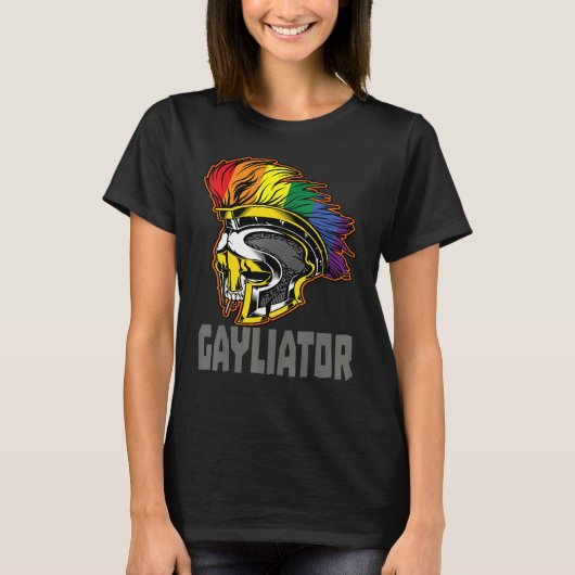 Gayliator Sword Fighter Helmet with Rainbow Feathe T-shirt (Voorkant)