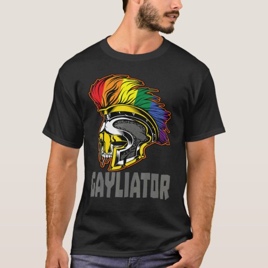 Gayliator Sword Fighter Helmet with Rainbow Feathe T-shirt (Voorkant)