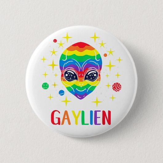Gaylien Gay Pride Ronde Button 5,7 Cm (Voorkant)