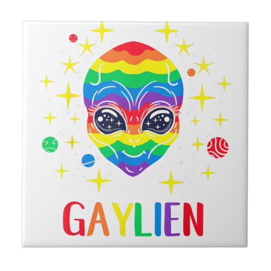 Gaylien Gay Pride Tegeltje (Voorkant)