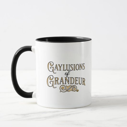 Gaylusions of Grandeur funny gay pun mug Mok (Links)