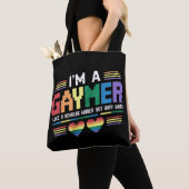 Gaymer als een gewone gamer maar way gayer gamer tote bag (Dichtbij)