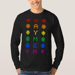 Gaymer D20 Rainbow Dice Lgbt Pride Gay Gamer T-shirt