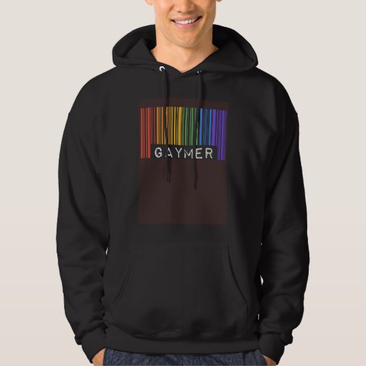 Gaymer Gay Pride Flag Barcode Video Games Nerd Gam Hoodie (Voorkant)