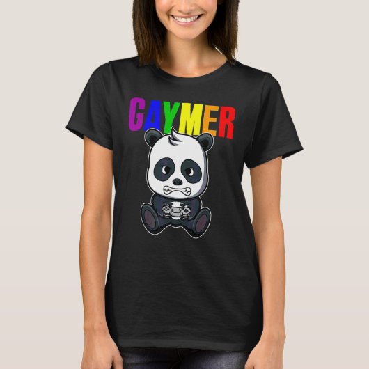 Gaymer Gay Pride Flag Gamer Lgbetq Video Game Pand T-shirt (Voorkant)