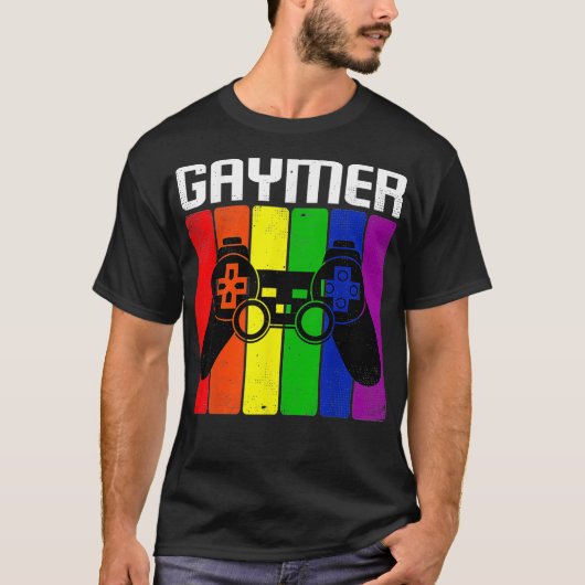 Gaymer Gay Pride Rainbow Flag Proud LGBTQ Cool LGB T-shirt (Voorkant)