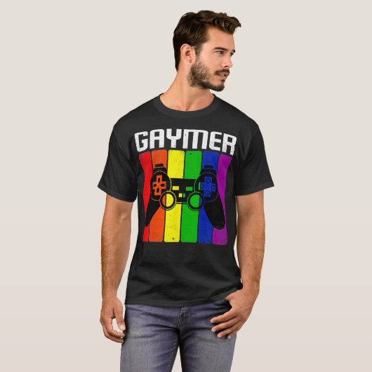 Gaymer Gay Pride Rainbow Flag Proud LGBTQ Cool LGB T-shirt (Voorkant volledig)