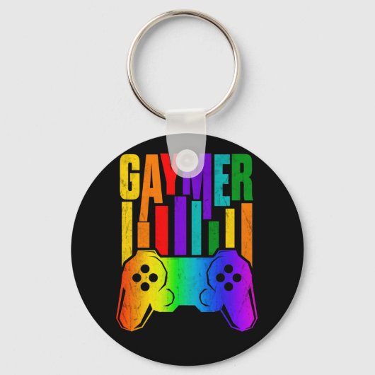 Gaymer Gay Pride Rainbow Gamer LGBTQ Sleutelhanger (Voorkant)