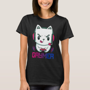 Gaymer Kat Gamer Biseksualiteit Vlag Biseksueel Pr T-shirt