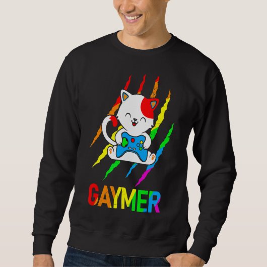 Gaymer Lgbt Cat Pride Rainbow Video Game Trui (Voorkant)
