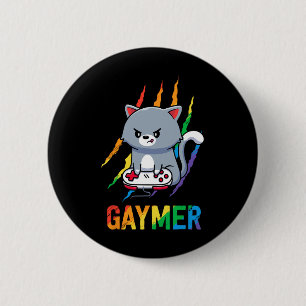 Gaymer Lgbt Kat Pride T-shirt Regenboog Videospel Ronde Button 5,7 Cm