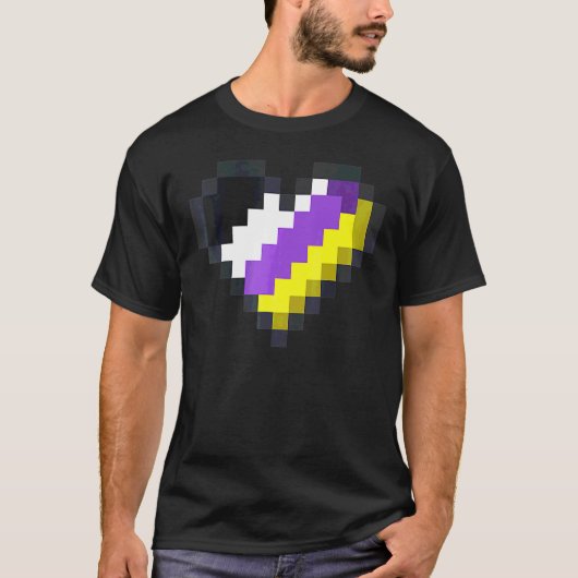 Gaymer LGBT Retro Pride Nonbinary Gamer Pixel Hea T-shirt (Voorkant)