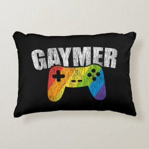 Gaymer Rainbow Flag Gaming Lesbisch Homo Biseksuee Accent Kussen