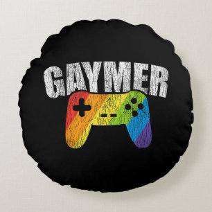 Gaymer Rainbow Flag Gaming Lesbisch Homo Biseksuee Rond Kussen