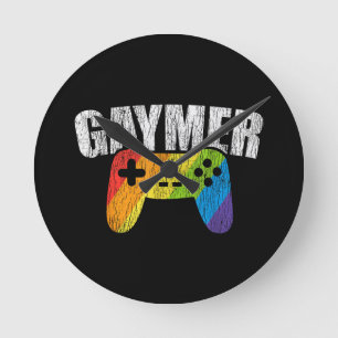Gaymer Rainbow Flag Gaming Lesbisch Homo Biseksuee Ronde Klok
