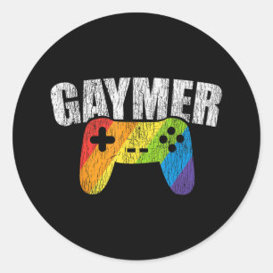 Gaymer Rainbow Flag Gaming Lesbisch Homo Biseksuee Ronde Sticker