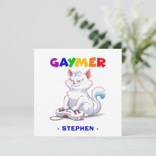 Gaymer - Rainbow Gaming Cat met Console | LGBTQ (Staand voorkant)
