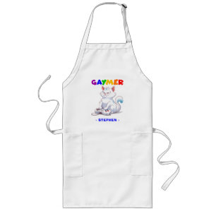 Gaymer - Rainbow Gaming Cat met Console LGBTQ Lang Schort