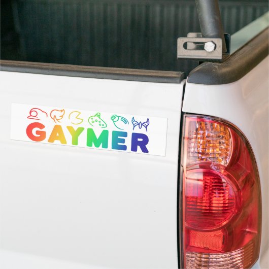 Gaymer | Rainbow Ombre Funny Gay Pride Button Bumpersticker (Op Truck)