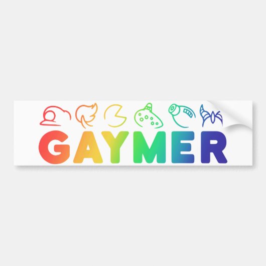Gaymer | Rainbow Ombre Funny Gay Pride Button Bumpersticker (Voorkant)