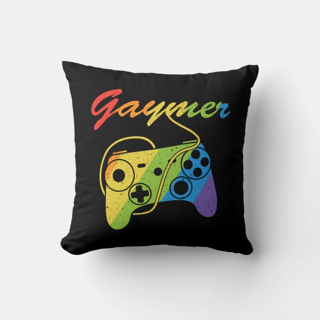 Gaymer | Regenboogvideogame-controller | Gokken Kussen (Voorkant)