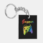 Gaymer | Regenboogvideogame-controller | Gokken Sleutelhanger (Voorkant Links)