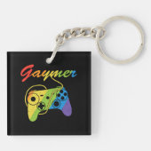 Gaymer | Regenboogvideogame-controller | Gokken Sleutelhanger (Achterkant)