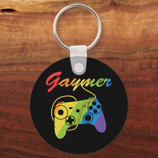 Gaymer | Regenboogvideogame-controller | Gokken Sleutelhanger (Voorkant)