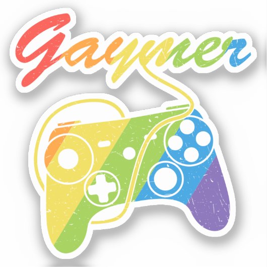 Gaymer | Regenboogvideogame-controller | Gokken Sticker (Voorkant)