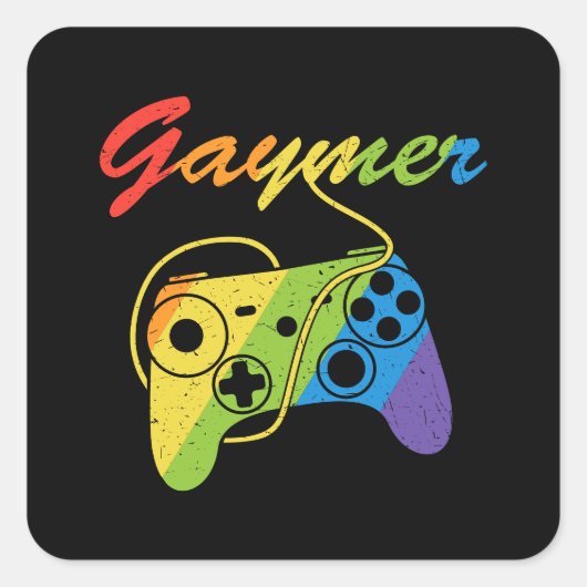 Gaymer | Regenboogvideogame-controller | Gokken Vierkante Sticker (Voorkant)