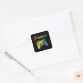 Gaymer | Regenboogvideogame-controller | Gokken Vierkante Sticker (Envelop)