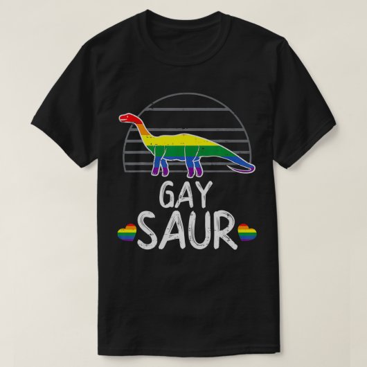 Gaysaur Dinosaur Dino LGBTQ Rainbow Flag Gay Pride T-shirt (Design voorkant)