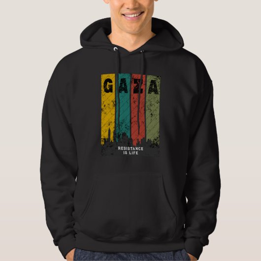 GAZA Vintage Distressed Hoodie | Solidariteit (Voorkant)