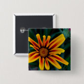 Gazania bloem vierkante button 5,1 cm (Voorkant /achterkant)