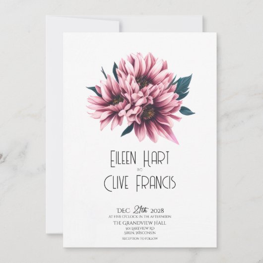 Gazania Grace: Elegante lente- en zomerbruiloft Kaart (Voorkant)