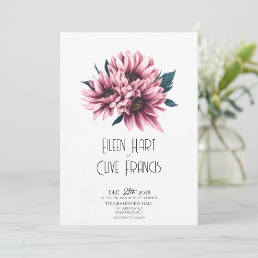 Gazania Grace: Elegante lente- en zomerbruiloft Kaart (Staand voorkant)