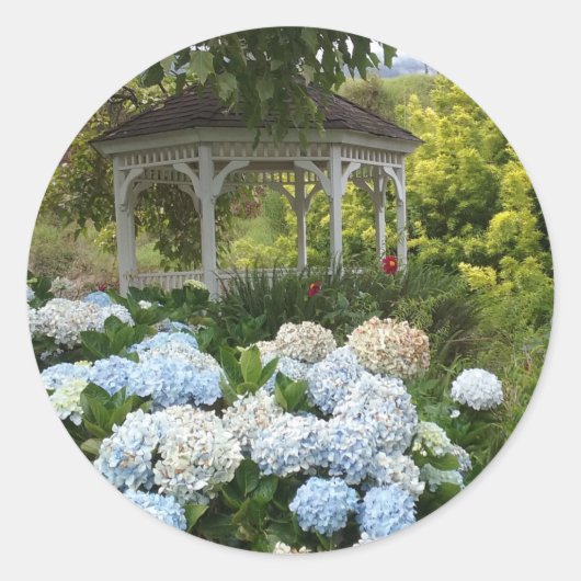 Gazebo en lichtblauwe hortensia stickers (Voorkant)