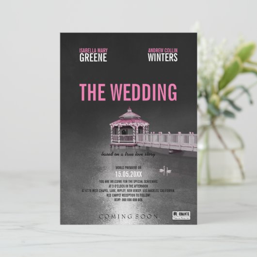 Gazebo Fuchsia Wedding Kaart (Staand voorkant)