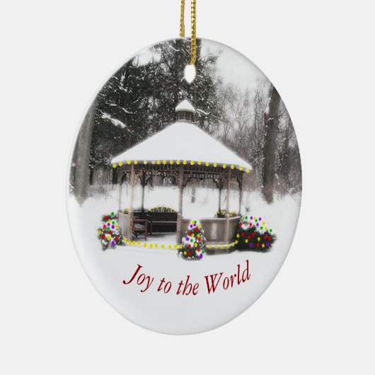 GAZEBO IN DE MET SNEEUW BEDEKTE BOSSEN KERAMISCH ORNAMENT (Rechts)